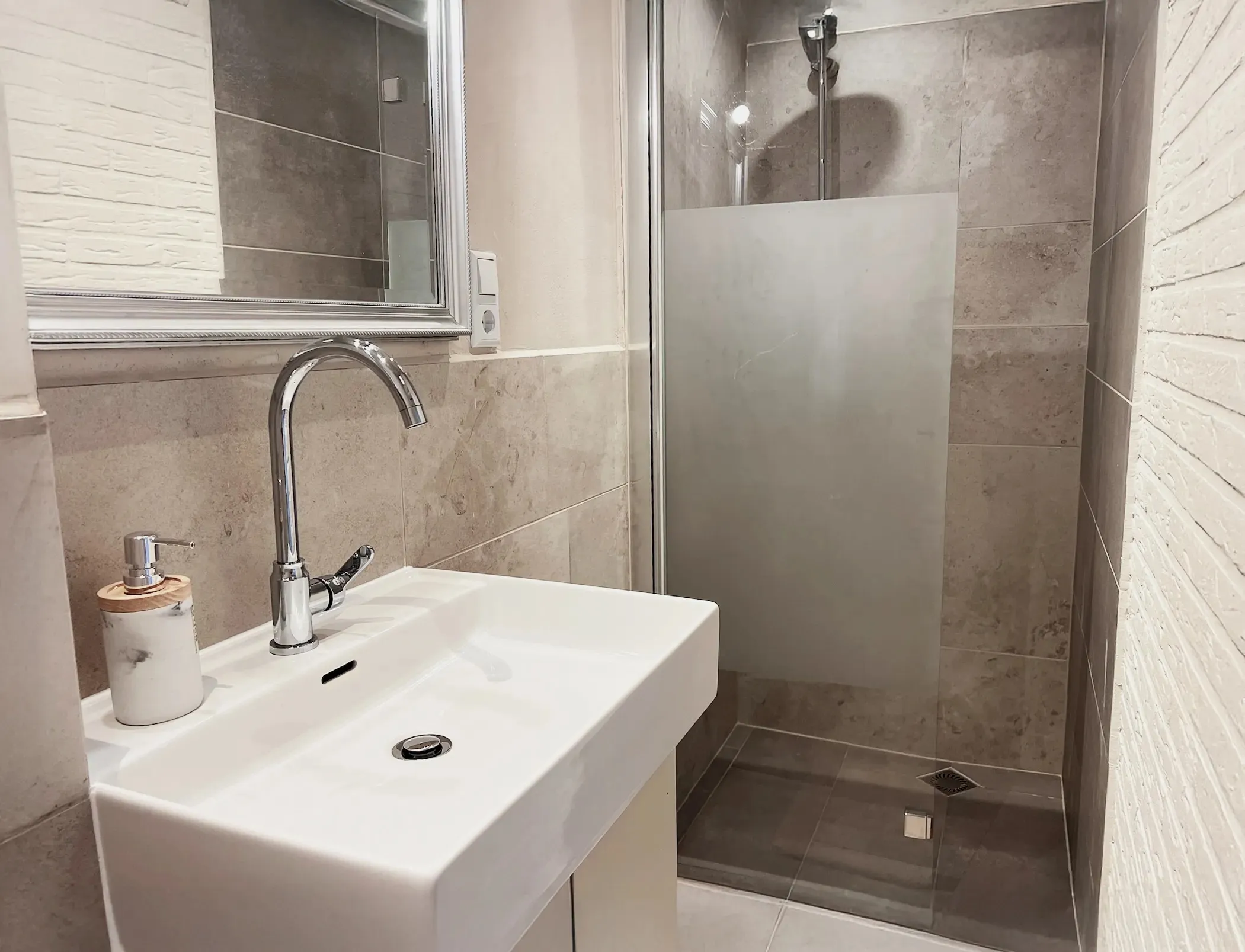 Malibu S: Badezimmer mit dusche – Ferienwohnung im Münsterland